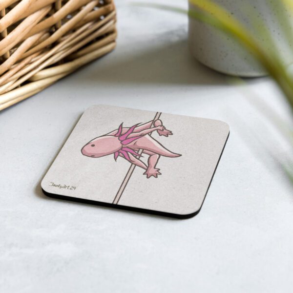 Pole Dancing Axolotl Number 20 - Cork-back coaster