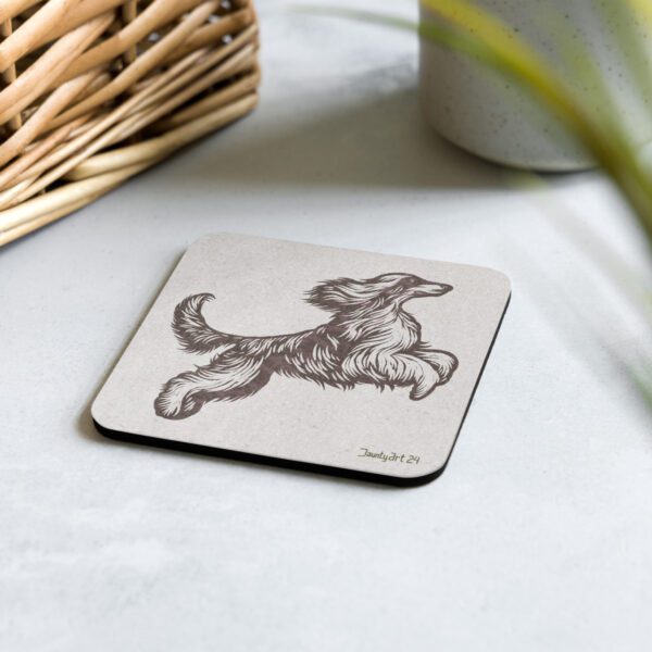 Jumping Afghan Hound Cork-back coaster