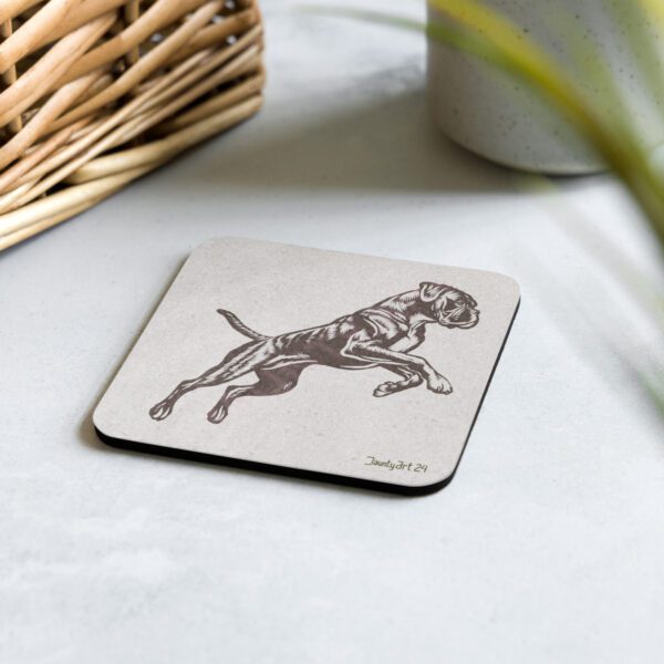 Jumping Boxer Cork-back coaster