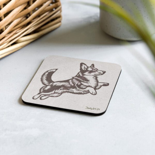 Jumping Cardigan Welsh Corgi Cork-back coaster