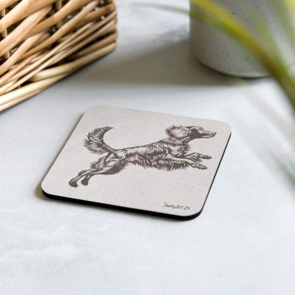 Jumping Irish (Red) Setter Cork-back coaster