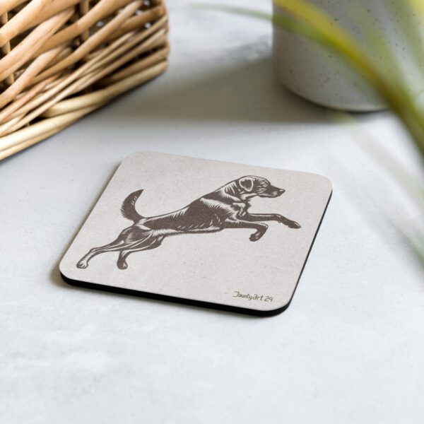 Jumping Labrador Retriever (Dark) Cork-back coaster