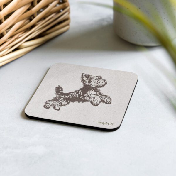 Jumping Yorkshire Terrier Cork-back coaster